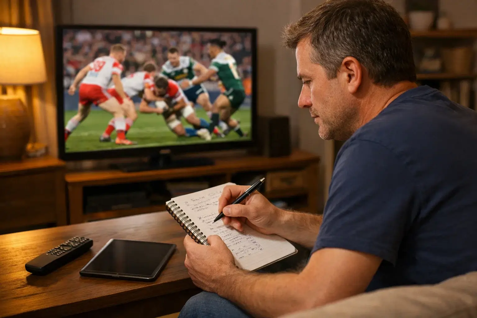 Rugby league fan analyzing match statistics and team form