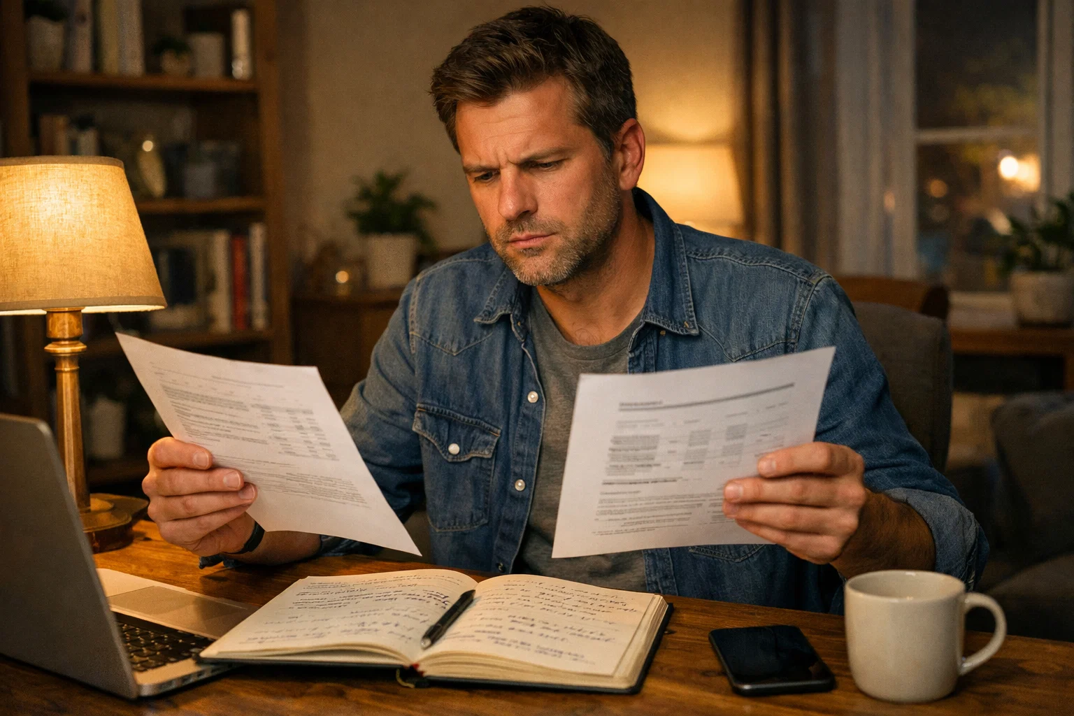 Person comparing betting odds and making strategic notes